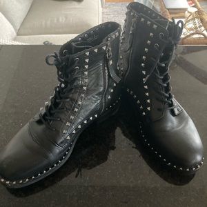 Studded Ash Combat Boots black leather lace up